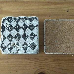 Set of 4 stone coasters harlequin pattern